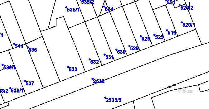 Parcela st. 531 v KÚ Skvrňany, Katastrální mapa