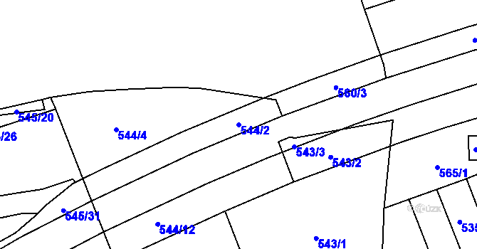 Parcela st. 544/2 v KÚ Skvrňany, Katastrální mapa
