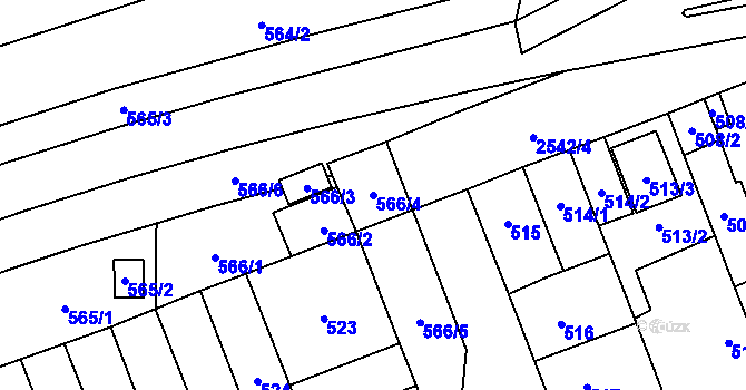 Parcela st. 566/4 v KÚ Skvrňany, Katastrální mapa