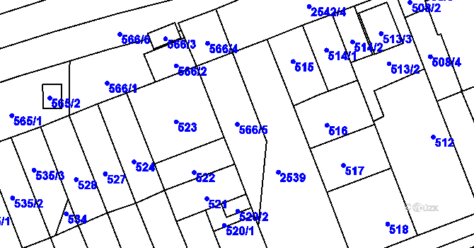 Parcela st. 566/5 v KÚ Skvrňany, Katastrální mapa