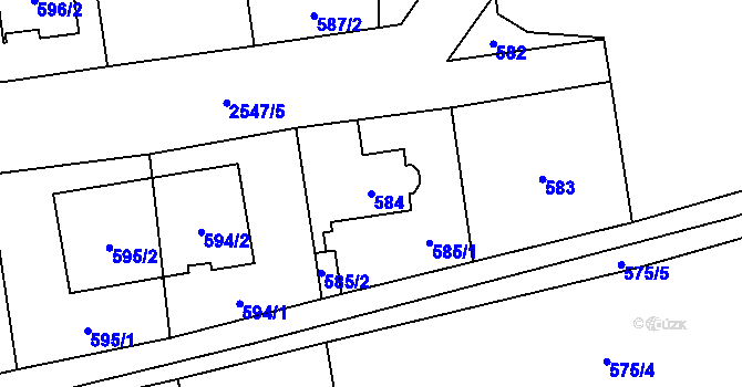 Parcela st. 584 v KÚ Skvrňany, Katastrální mapa
