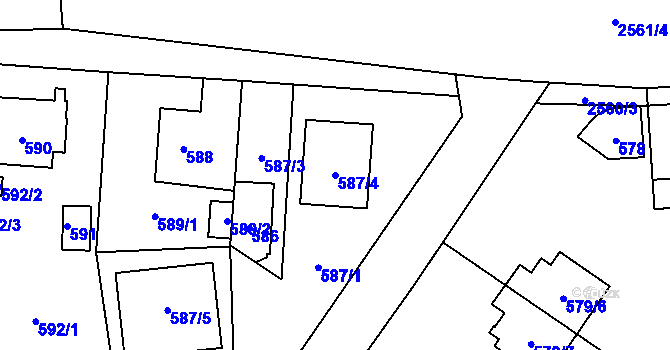 Parcela st. 587/4 v KÚ Skvrňany, Katastrální mapa