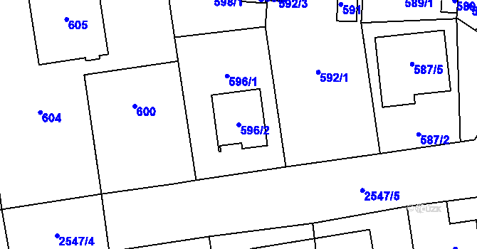 Parcela st. 596/2 v KÚ Skvrňany, Katastrální mapa