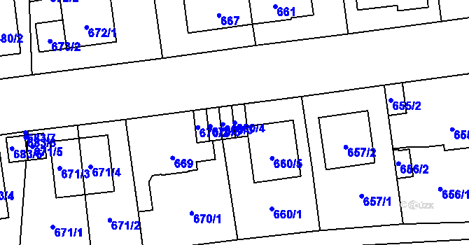 Parcela st. 660/4 v KÚ Skvrňany, Katastrální mapa