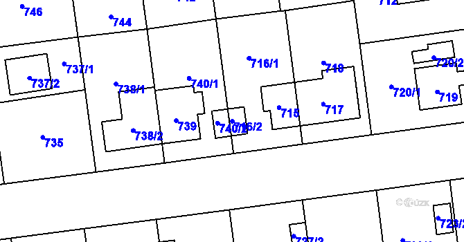 Parcela st. 716/2 v KÚ Skvrňany, Katastrální mapa