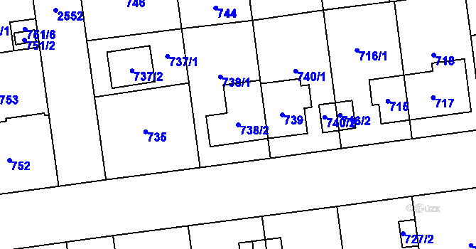Parcela st. 738/2 v KÚ Skvrňany, Katastrální mapa