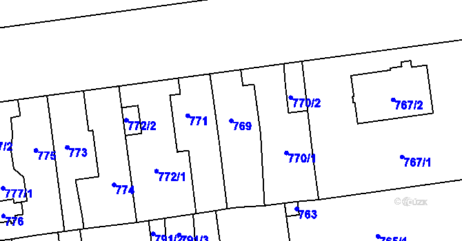 Parcela st. 769 v KÚ Skvrňany, Katastrální mapa