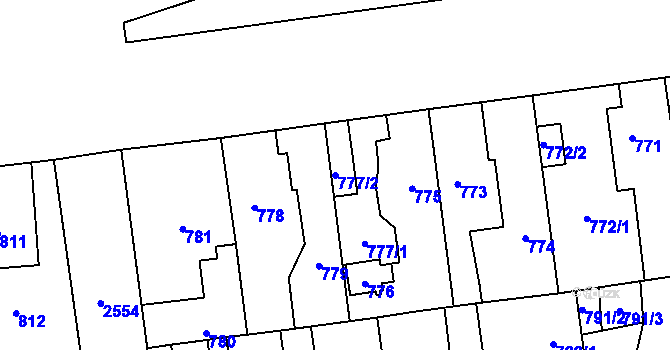 Parcela st. 777/2 v KÚ Skvrňany, Katastrální mapa