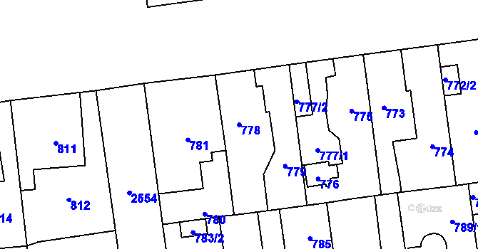 Parcela st. 778 v KÚ Skvrňany, Katastrální mapa