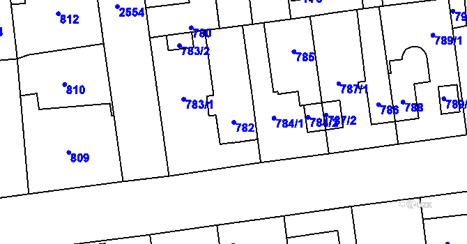 Parcela st. 782 v KÚ Skvrňany, Katastrální mapa