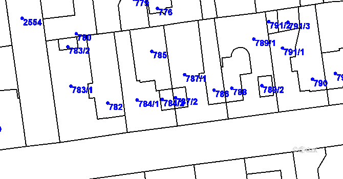 Parcela st. 784/3 v KÚ Skvrňany, Katastrální mapa