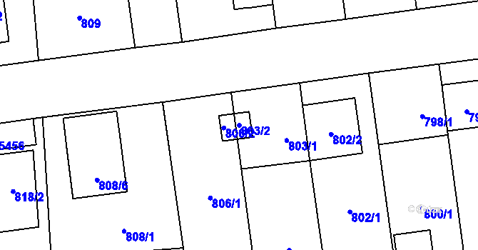Parcela st. 803/2 v KÚ Skvrňany, Katastrální mapa