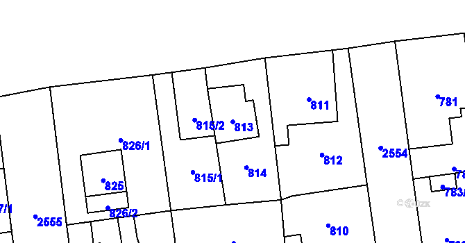 Parcela st. 813 v KÚ Skvrňany, Katastrální mapa