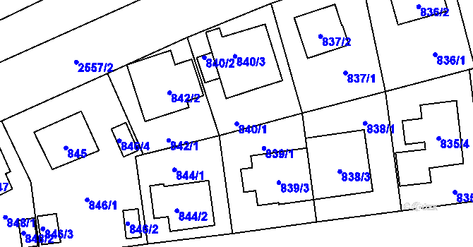 Parcela st. 840/1 v KÚ Skvrňany, Katastrální mapa