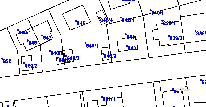 Parcela st. 846/2 v KÚ Skvrňany, Katastrální mapa
