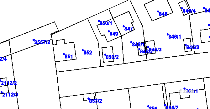 Parcela st. 850/2 v KÚ Skvrňany, Katastrální mapa