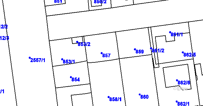 Parcela st. 857 v KÚ Skvrňany, Katastrální mapa