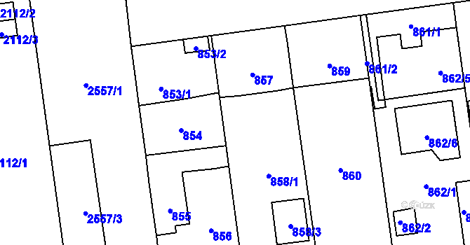 Parcela st. 858/2 v KÚ Skvrňany, Katastrální mapa