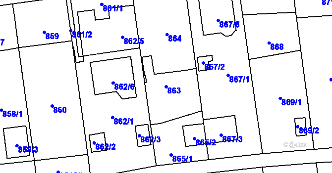 Parcela st. 863 v KÚ Skvrňany, Katastrální mapa