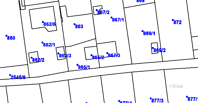 Parcela st. 867/3 v KÚ Skvrňany, Katastrální mapa