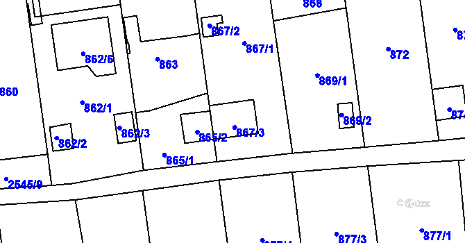 Parcela st. 867/4 v KÚ Skvrňany, Katastrální mapa