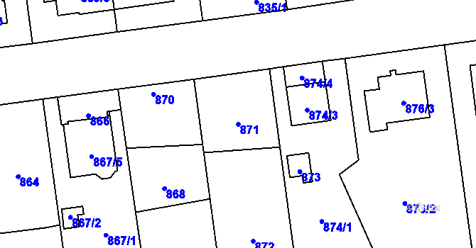 Parcela st. 871 v KÚ Skvrňany, Katastrální mapa