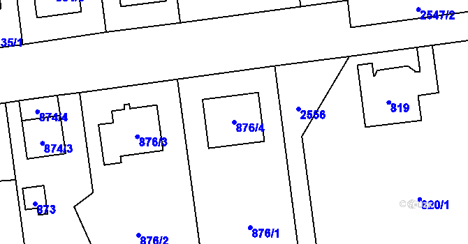 Parcela st. 876/4 v KÚ Skvrňany, Katastrální mapa