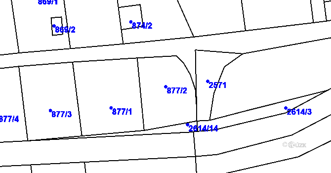 Parcela st. 877/2 v KÚ Skvrňany, Katastrální mapa