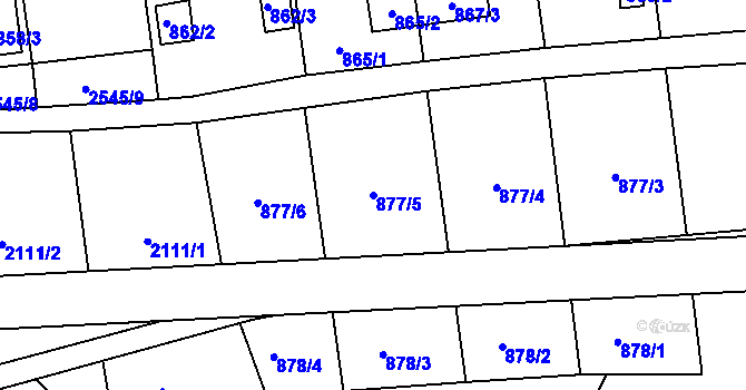 Parcela st. 877/5 v KÚ Skvrňany, Katastrální mapa
