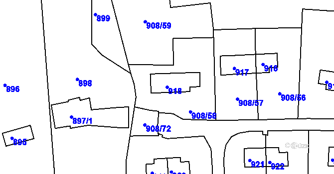 Parcela st. 918 v KÚ Skvrňany, Katastrální mapa
