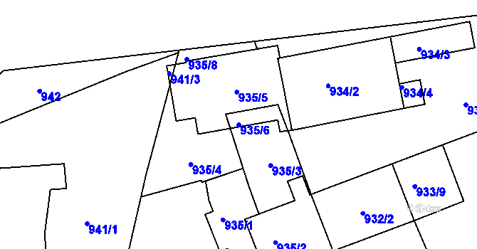 Parcela st. 935/6 v KÚ Skvrňany, Katastrální mapa