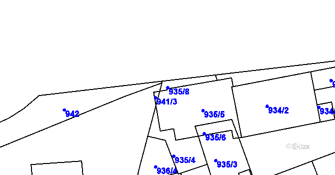 Parcela st. 935/8 v KÚ Skvrňany, Katastrální mapa