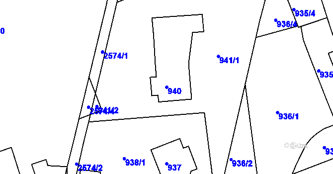 Parcela st. 940 v KÚ Skvrňany, Katastrální mapa