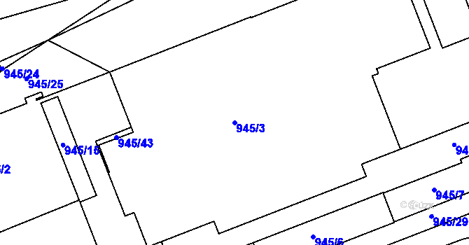 Parcela st. 945/3 v KÚ Skvrňany, Katastrální mapa