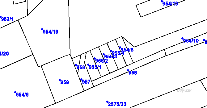 Parcela st. 955/3 v KÚ Skvrňany, Katastrální mapa