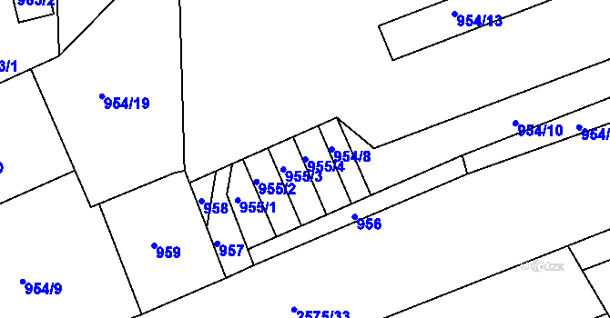 Parcela st. 955/4 v KÚ Skvrňany, Katastrální mapa