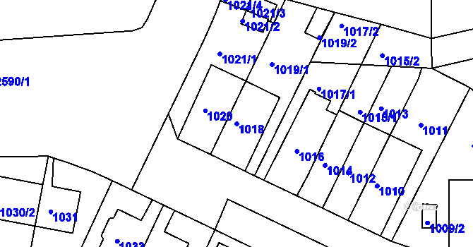 Parcela st. 1018 v KÚ Skvrňany, Katastrální mapa