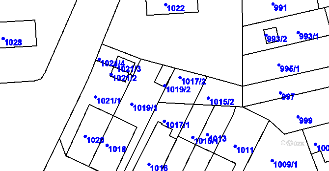 Parcela st. 1019/2 v KÚ Skvrňany, Katastrální mapa