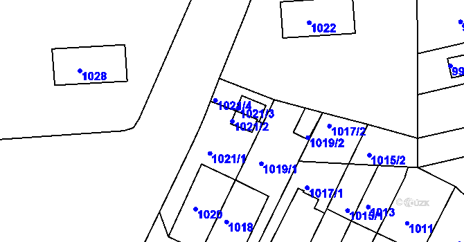 Parcela st. 1021/2 v KÚ Skvrňany, Katastrální mapa