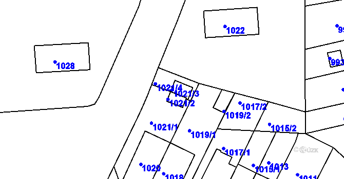 Parcela st. 1021/3 v KÚ Skvrňany, Katastrální mapa
