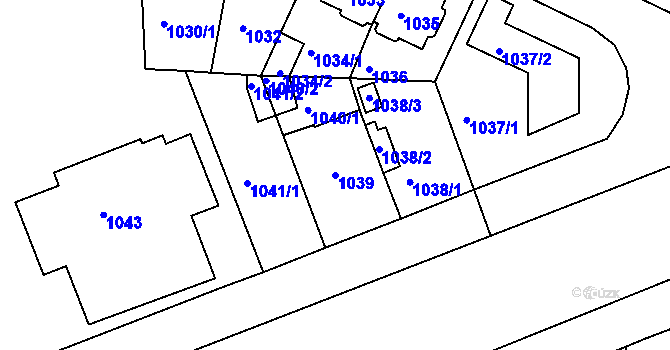 Parcela st. 1039 v KÚ Skvrňany, Katastrální mapa