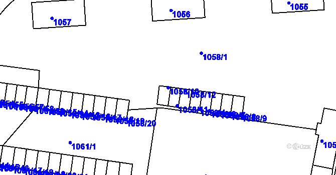 Parcela st. 1058/10 v KÚ Skvrňany, Katastrální mapa