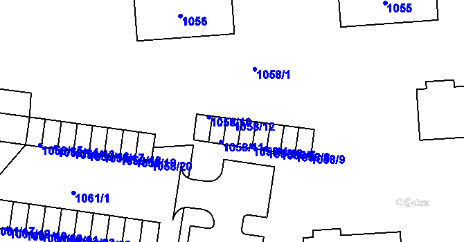 Parcela st. 1058/12 v KÚ Skvrňany, Katastrální mapa