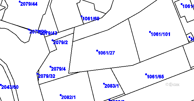 Parcela st. 1061/27 v KÚ Skvrňany, Katastrální mapa