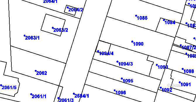 Parcela st. 1094/4 v KÚ Skvrňany, Katastrální mapa