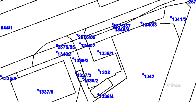 Parcela st. 1339/1 v KÚ Skvrňany, Katastrální mapa