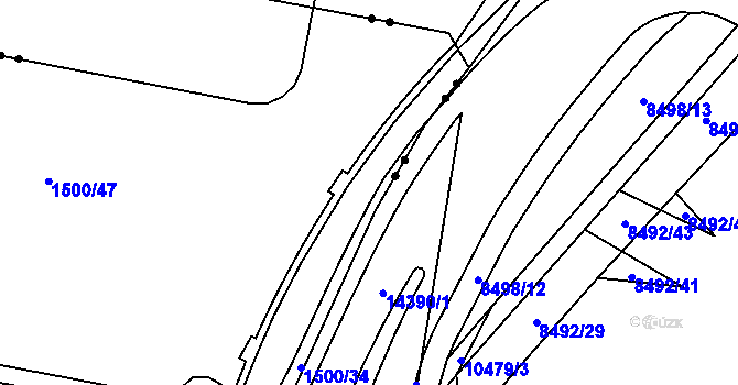 Parcela st. 1500/33 v KÚ Skvrňany, Katastrální mapa