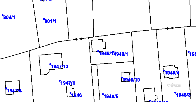 Parcela st. 1948/13 v KÚ Skvrňany, Katastrální mapa