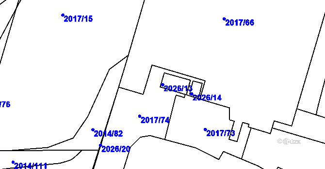 Parcela st. 2026/13 v KÚ Skvrňany, Katastrální mapa