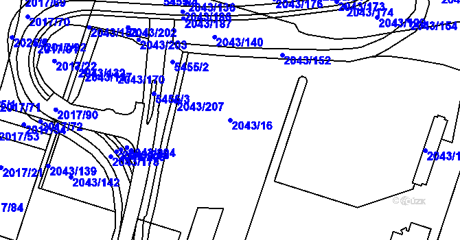 Parcela st. 2043/16 v KÚ Skvrňany, Katastrální mapa
